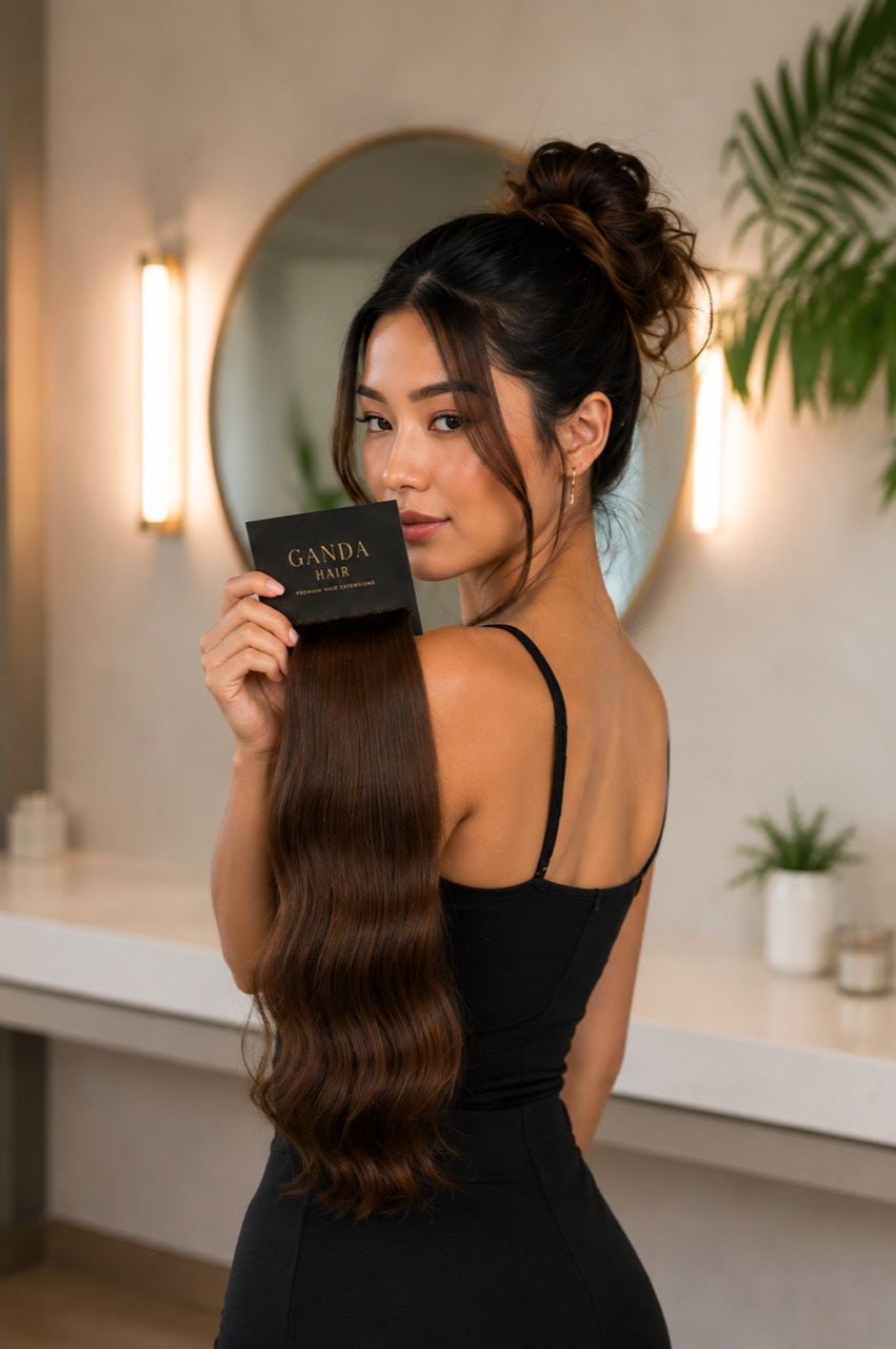 Up-do hair styling reference with extension